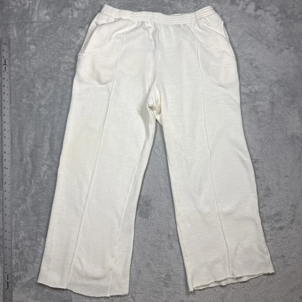 Vintage Bruce Jenner Sweatpants Men XL White Cropped Raw Hem Wide Leg 80s